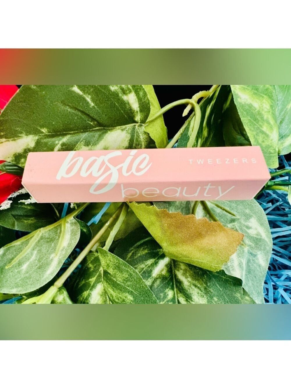 NIB Basic Beauty Pink Slant Tweezers Full Size